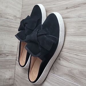 UGG Luci Bow Black Suede Mule Slides Women’s Size 10 Slip On Flats